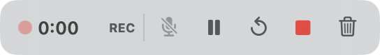 The recording control bar: elapsed time, pause, stop and restart controls.